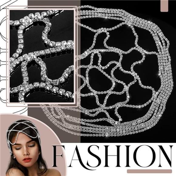 Taiyin 2 Pcs 1920s Headpiece Accessories for Women Crystal Rhinestone Head Chain main image 4